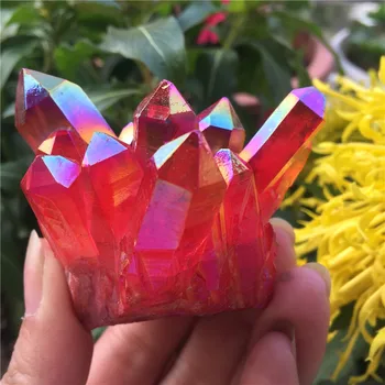 

Natural crystal cluster Specimen aura electroplating Gemstone quartz cluster Titanium coating Gemstone quartz cluster