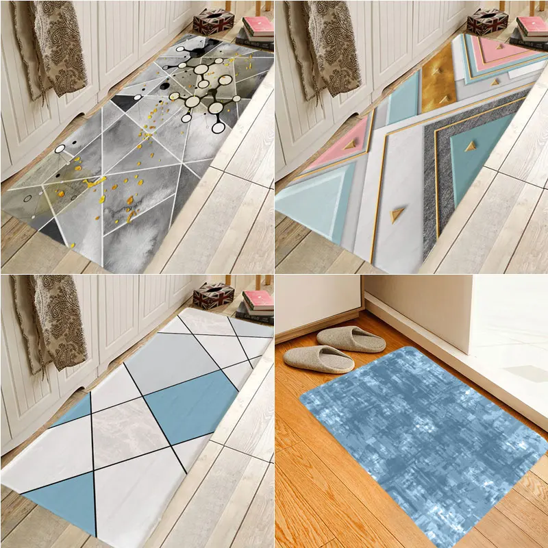 

Carpet Doormat Funny Kitchen Entrance Door Mat Anti-slip Floor Rug Bathroom Area Hallway Concise Floor Tile Design