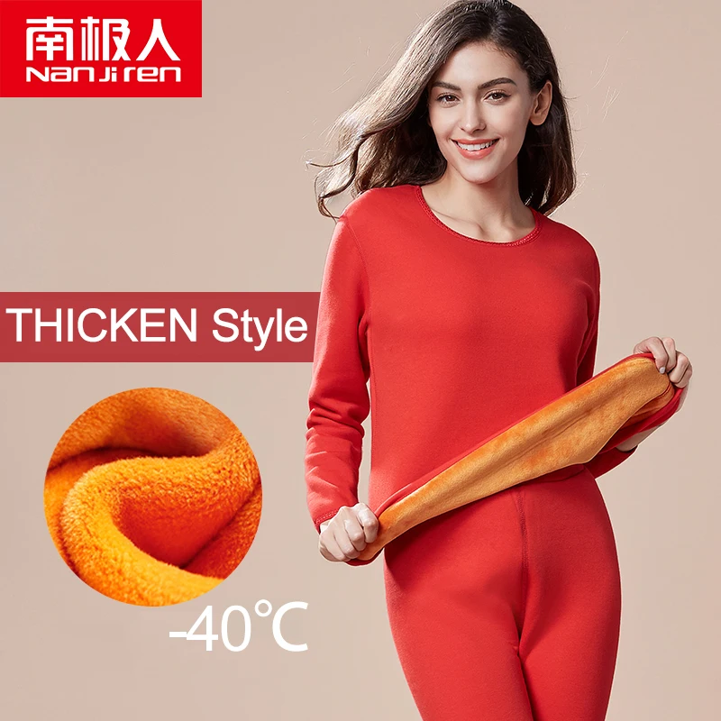 NANJIREN Women Brand Thermal Underwear Sets thermal underwear sets Warm Casual Underwear Cotton Long Johns Sets Female Golden Velvet Thermal Pajamas