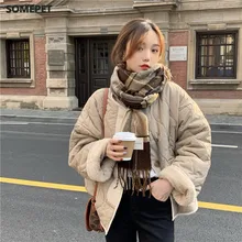 

Winter Solid Lambswool Patchwork Women Coat Thick Warm Loose Casual Jacket Female Outwear Elegant Tops
