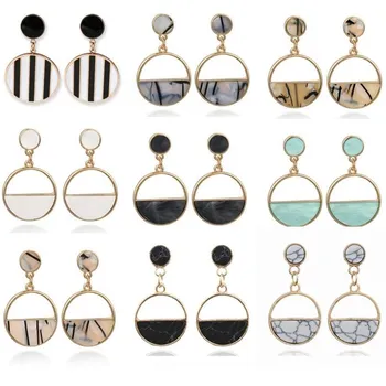 

New Fashion Round Dangle Drop Korean Earrings For Women Geometric Round Heart Gold Earring Wedding 2020 double eleven Jewelry