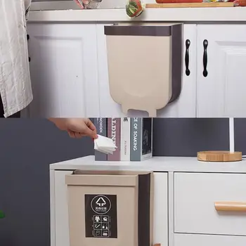 

Kitchen Cabinet Door Hanging Trash Can Convenient Car Waste Hanging Storage Saver Sapce Container Garbage Foldable K7G0