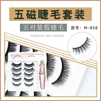 

Five-Pack Magnetic False Eyelashes Hole-Glue Magnet Eyelash New Style Simple
