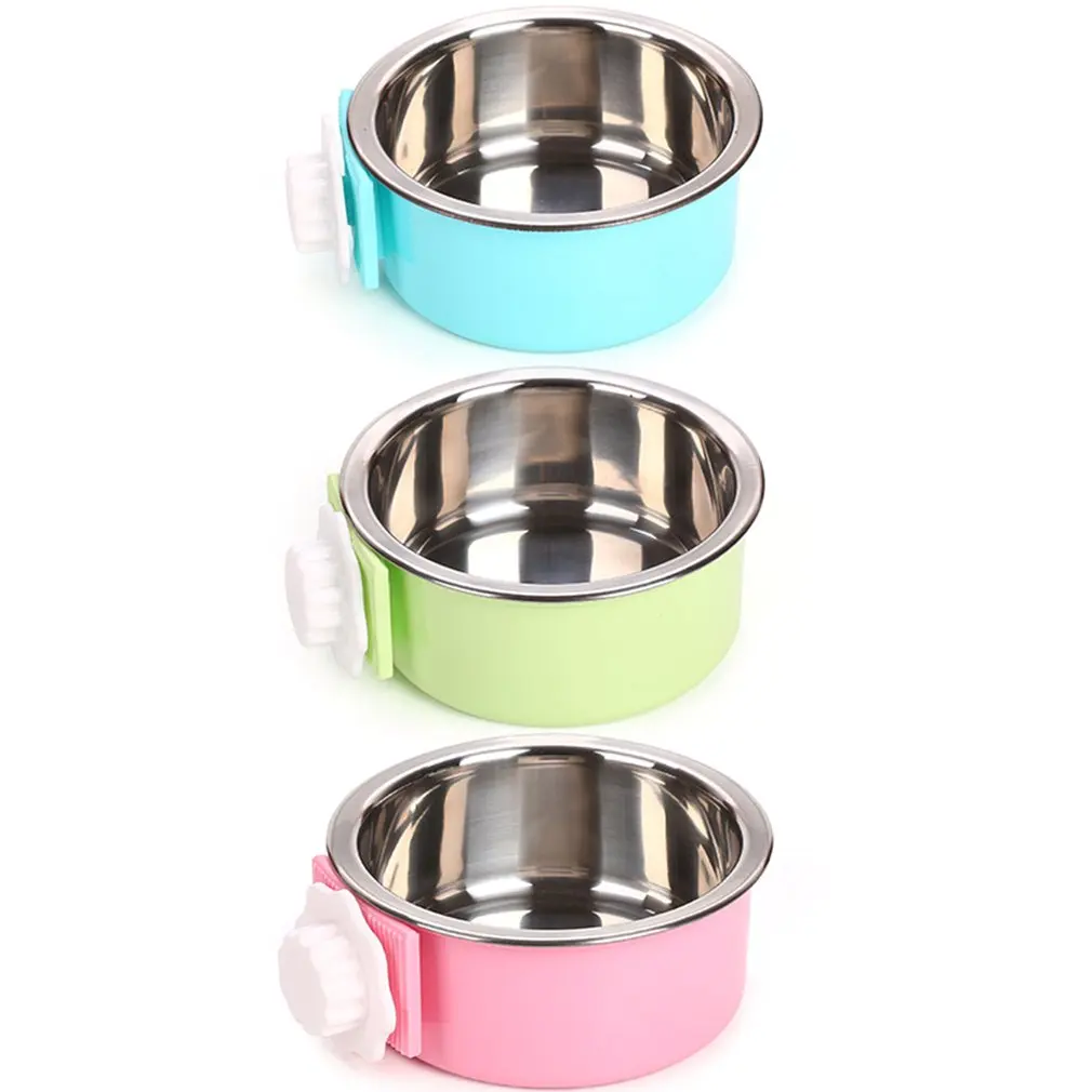 Pet Bowl Suspension Candy Stainless Steel Dog Bowl Pet Cat Bowl Fixed Cage Double Bowls Single Bowl Universal