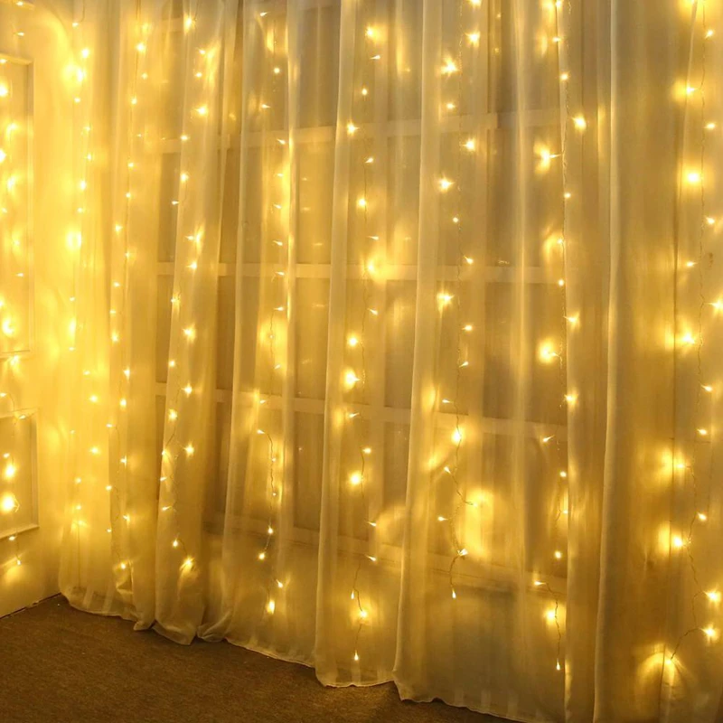 long fairy lights 3X1 3X2 3X3M Christmas Garlands LED Wedding Fairy USB String light Christmas fairy Light garden party Curtain Decor string lights for bedroom