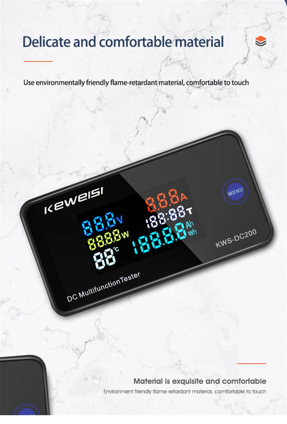 KWS DC Power Monitor Digital Display Voltage Current Meter with Reset Function Color Screen Power Tester Detector 0-200V 0-100A litmus paper