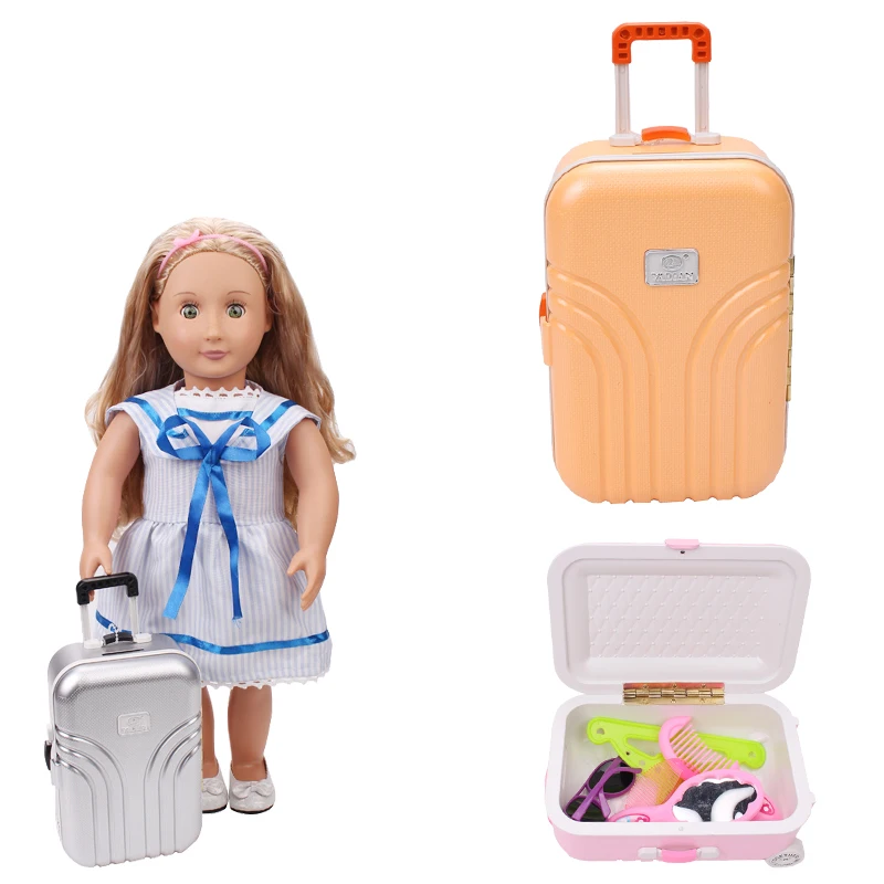 18 inch Girls doll suitcase American newborn Mini plastic luggage Baby