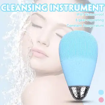 

New Electric Silicone Face Cleansing Brush Facial Cleanser Pore Vibration Massage USB Rechargeable Smart Ultrasonic Face Cleaner