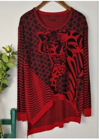 Carater espanhol новосс граус Impressos Blusas De Malha para o Outono e Inverno de - Цвет: 23