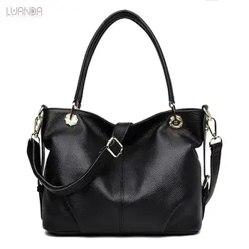 

Women Genuine Leather Handbag Casual Tote Bags Female High Quality Brand Black Handbags Lady Shoulder Bag Women's Messenger Bags