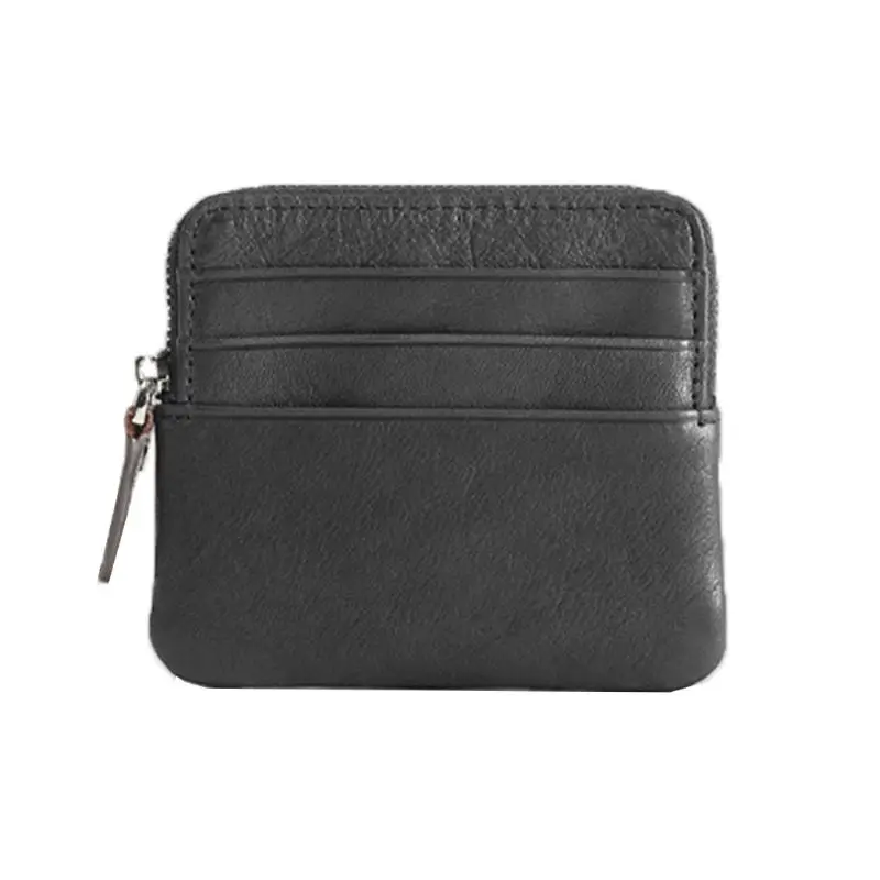 Vintage Men's Leather Wallet Pocket Mini Purse ID Credit Card Change Bag - Цвет: Черный