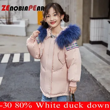 

Girls Down Coat White Duck Down Kids Jacket Winter Kids Outerwear Teenager Warm Parkas Parks for Girls 4 5 6 8 9 10 12 14 Years