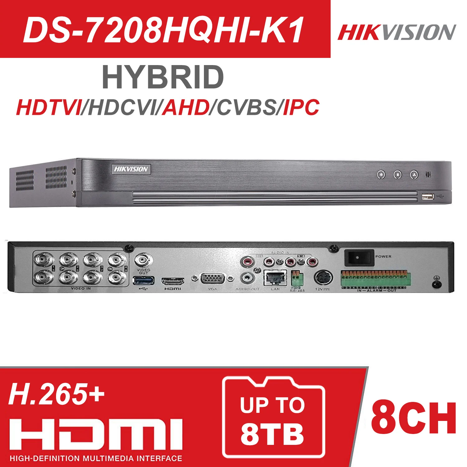 Hikvision Hybrid 4/8/16CH DVR DS-7204/08/16HQHI-K1 5 IN 1 (HDTVI/AHD /CVI/CVBS/IP) h.265 Pro + Digital Video Recorder 1HDD unterstützung Hikvision Hybrid 4/8/16CH DVR DS-7204/08/16HQHI-K1 5 IN 1 (HDTVI/AHD /CVI/CVBS/IP) h.265 Pro + Digital Video Recorder 1HDD unterstützung
