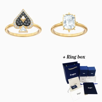 

Fashion SWA New Tarot Magic Ring Set Mysterious Symbol Spades, Rectangular Pattern Female Engagement Ring Jewelry Romantic Gift