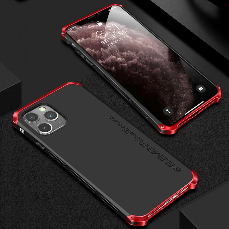 Red Black Роскошный противоударный бронированный металлический корпус для iPhone 11 Pro Max, жесткий алюминиевый пластиковый чехол для iPhone 11/Pro/максимальный чехол - Цвет: Red Black