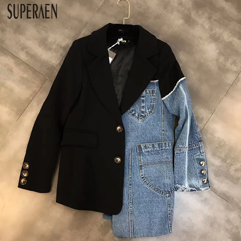 SuperAen, Европа, осень, новые джинсовые куртки с отворотами, женская повседневная куртка, женская модная одежда