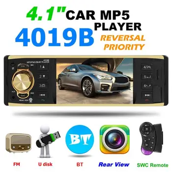 

4019B 4.1 inch 1 One Din Car Radio Audio Stereo AUX FM Radio Station Bluetooth Autoradio Support Rearview Camera Remote Control