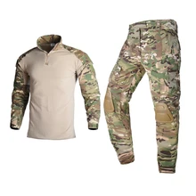 

Airsoft Paintball Clothing T-shirt Outdoor &Pants with Pad Men Military Shooting Uniform Tactical Combat shirt camo Army Uniform