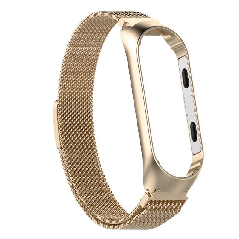 Gold Модный металлический ремешок из нержавеющей стали для Xiao mi Black mi Band 3 Xiao mi 4 изысканный браслет на запястье - Цвет ремешка: Gold