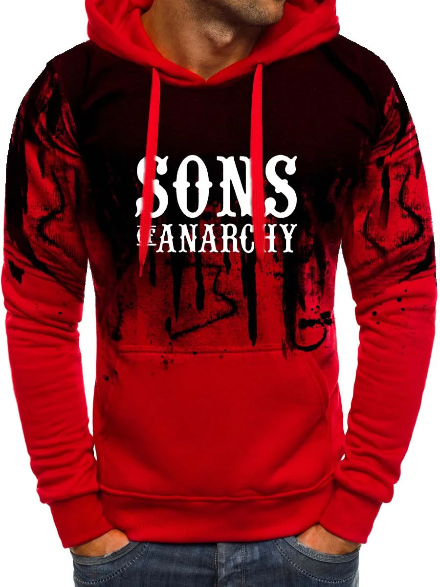 SOA Sons of anarchi/новые модные мужские толстовки с градиентом цвета для мальчиков; Повседневная Толстовка; зимняя Флисовая теплая толстовка в стиле хип-хоп