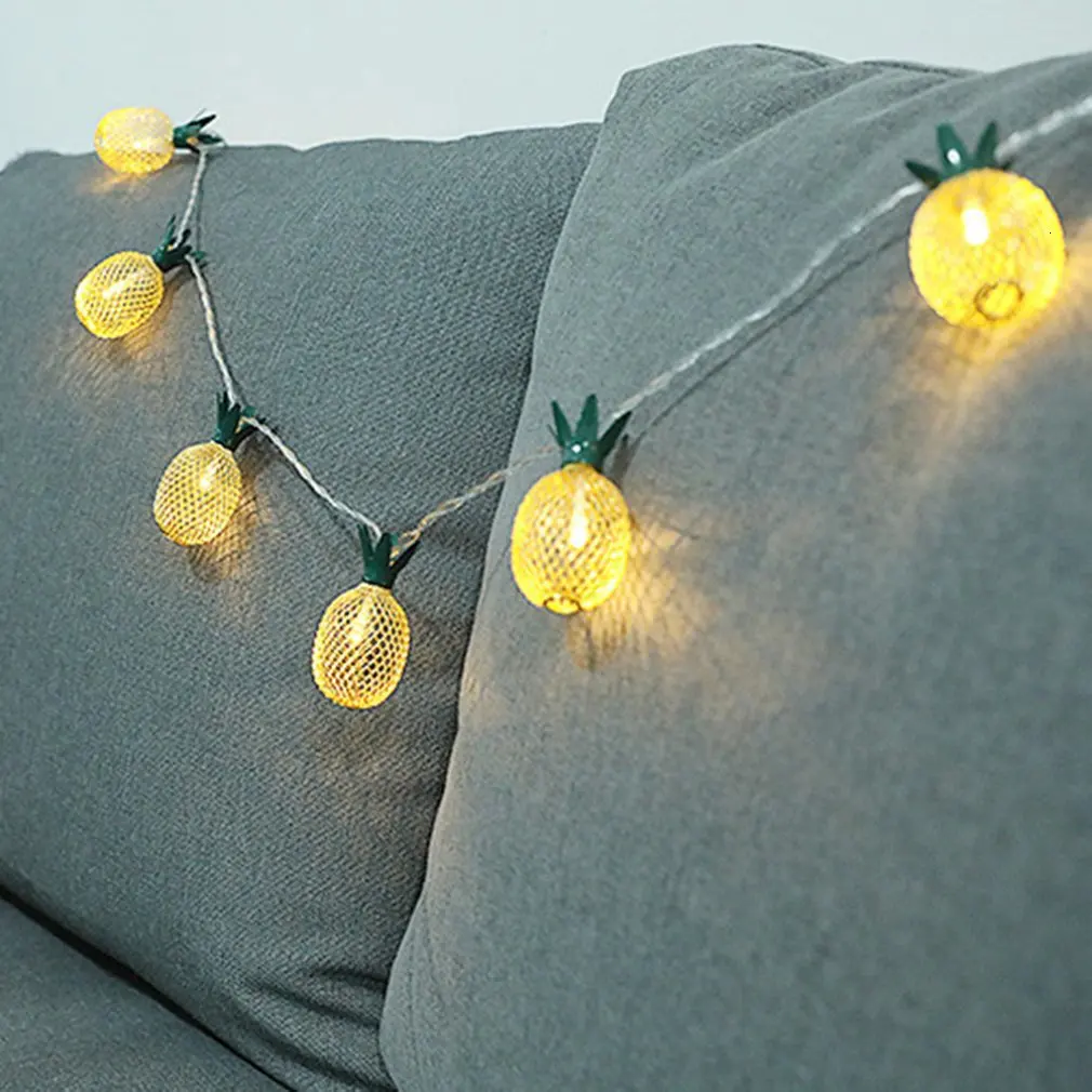 Led Pineapple Lamp String Wrought Iron Battery Lantern Outdoor Holiday Decoration Lamp Bedroom Christmas Lights