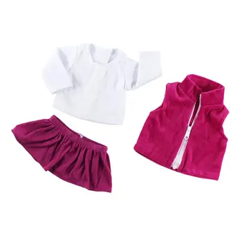 

White Shirt Pink Jacket Skirt Set Wardrobe Makeover Fits for 18" American Girl Dolls Dollhouse Decor