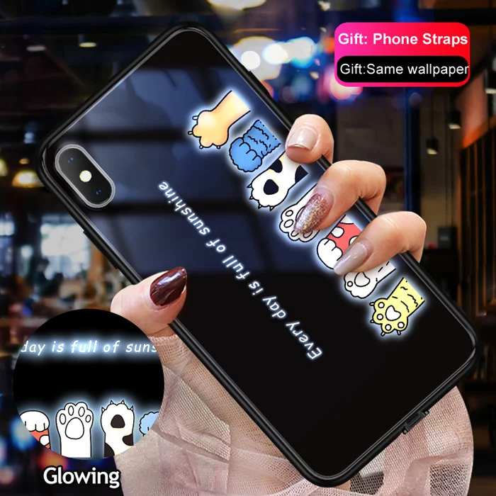 HSMZ Светящийся чехол Vpower для iPhone XS Max, светящаяся стеклянная задняя крышка для iPhone XR, чехлы из ТПУ с мягким краем, силиконовая стеклянная крышка - Цвет: HSMZ
