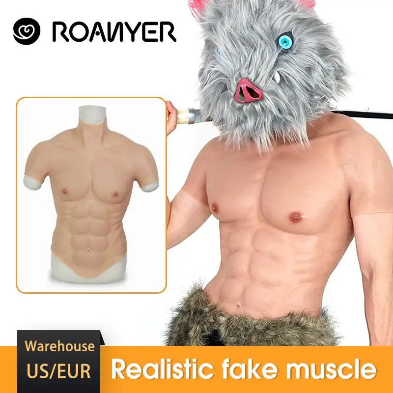 ROANYER Реалистичная искусственная силиконовая Мышцы костюм живота мачо мужской