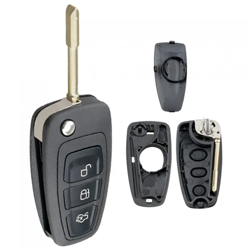3 Buttons Car Key Fob Shell Replacement with FO21 Blade Flip Folding Remote Cover fit for Ford Focus Mk1 Mondeo Transit Connect