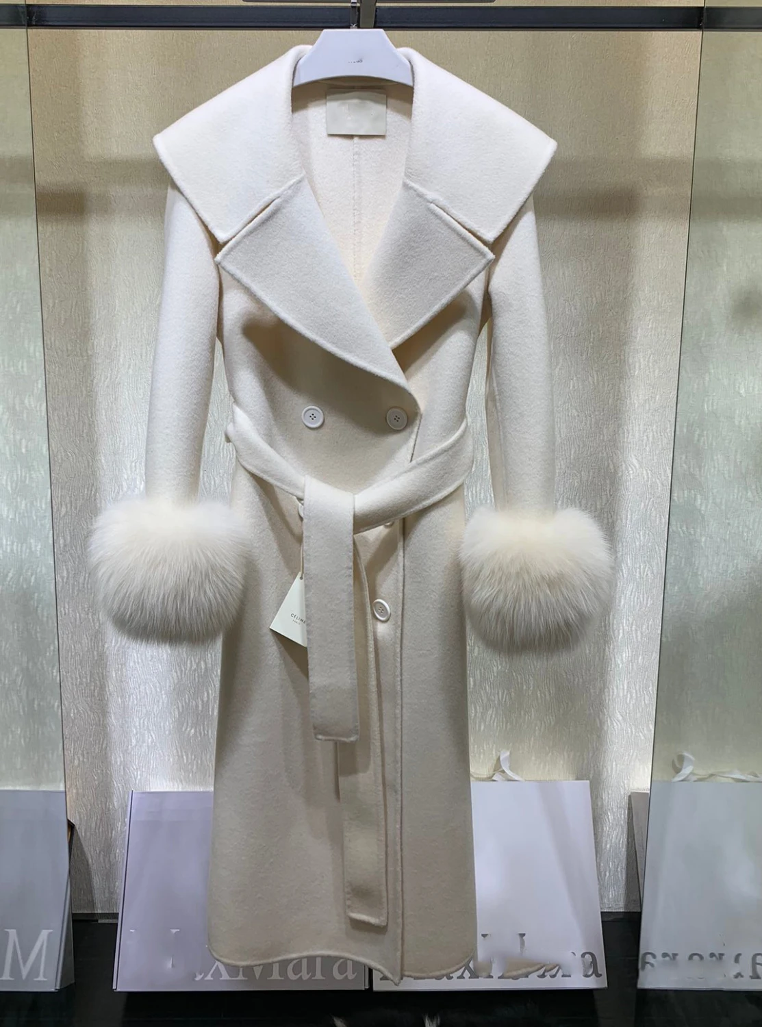 Cosmicchic 2019 зимнее женское кашемировое шерстяное длинное пальто с воротником из