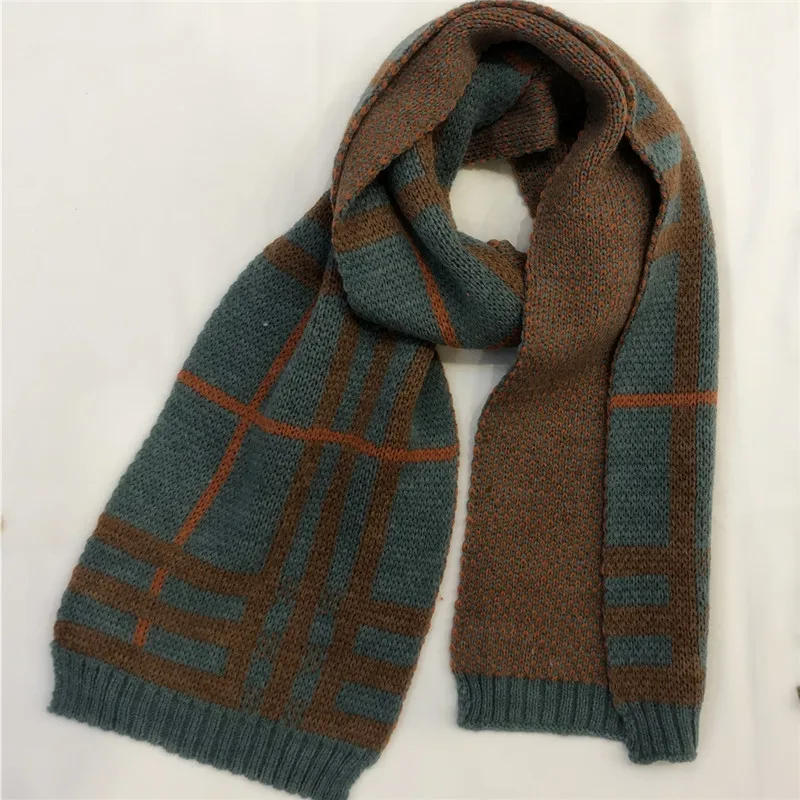 blue and coffee Jeseca New Autumn Winter Thick Warm Scarves Kids Fashion Cotton Knitted Shawls and Wraps Boys Girls Cute Long Scarves Wraps - Цвет: blue and coffee