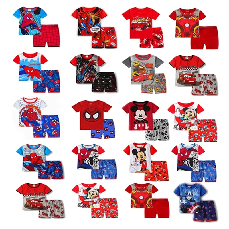 Летняя Пижама футболка с коротким рукавом и шорты комплект детские пижамы для