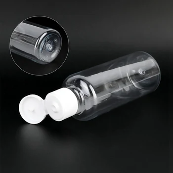 

1pc 50ml Portable Plastic Refillable Bottle Empty Transparent Bottle Crystal Clear Flip Top Cap For Cosmetic Containers