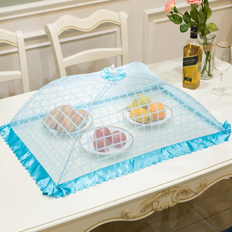 Large Size Lattice Reinforcement Dish Cover Folding Table Cover Big Food Insect and Dust Dish