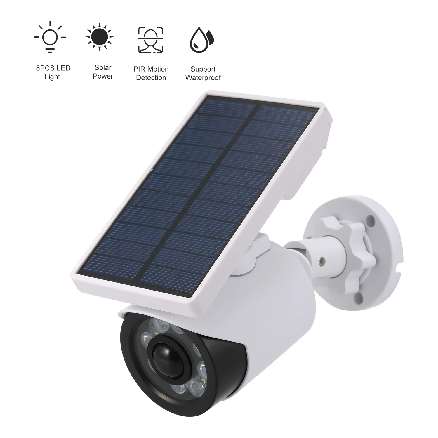 

Solar LED Light Dummy Security Camera IP66 Waterproof with PIR Motion Sensor Outdoor CCTV Fake Surveillance Simulation Camera