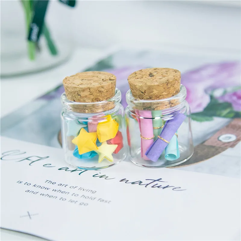 Transparency Glass Bottles With Cork 12pcs 37x40x27mm Empty Jars Wedding Holiday Decoration Christmas Gifts