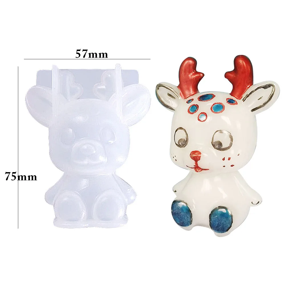 3D silicone mold diy geometry stereo bear Christmas deer cat tiger orangutan mold animal mold decoration ornament mold cake tool unique bear shaped wax mould 3d silicone mold cake soap casting molds molds ornament gifts for diy enthusiast