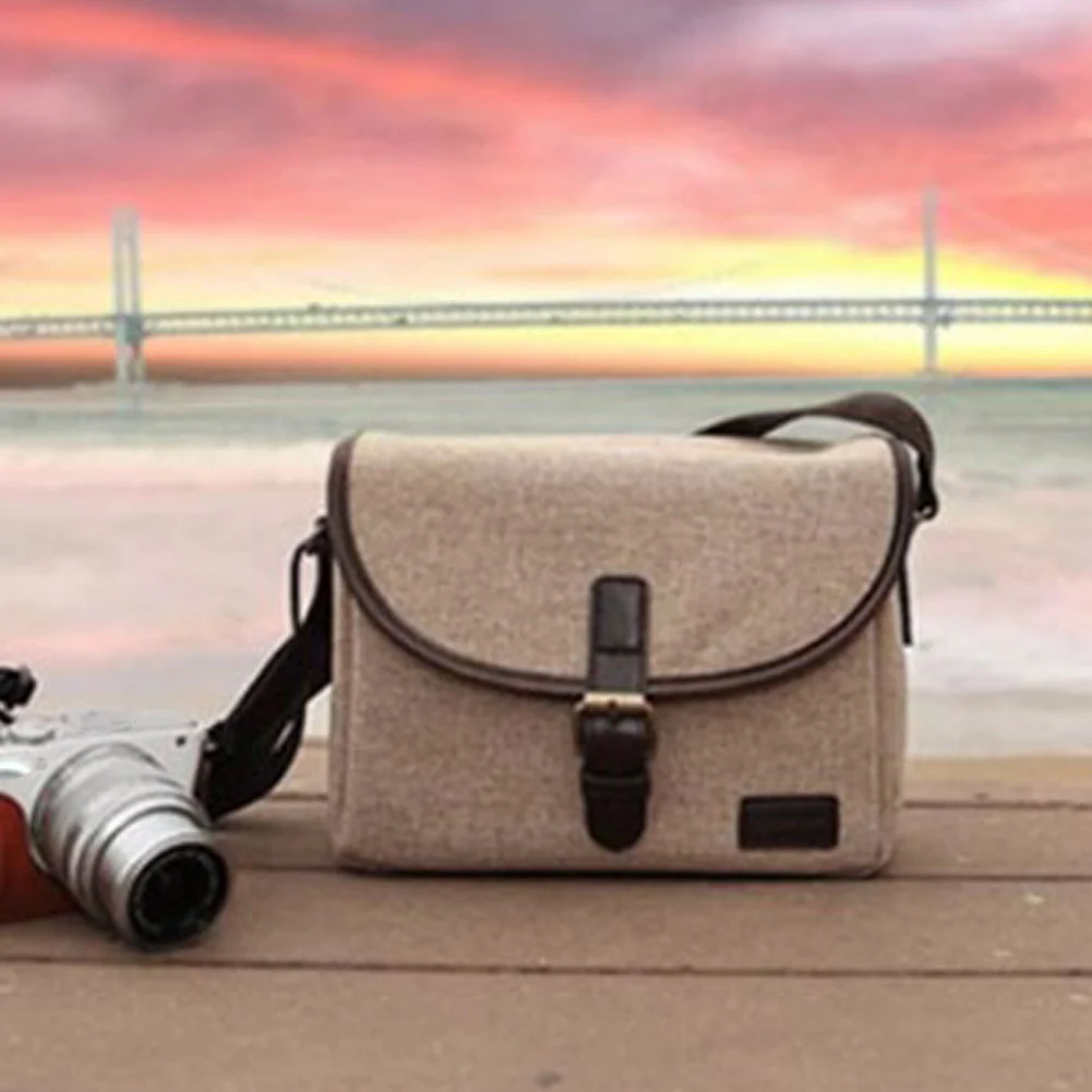 Ткань Оксфорд плечо мужчины женщины Ретро для DSLR одной фотографии камеры сумка водонепроницаемый для sony - Цвет: Коричневый#8d6468