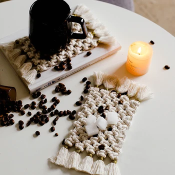 

Bohemian Dining Table Mat Pure Hand Woven Coaster Bowl Pad Anti-scalding Heat Insulation Coffee Tea Cup Mats Home Decor