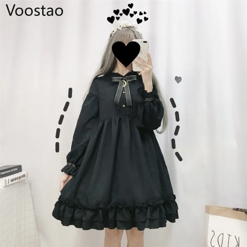 Lolita Dress Gothic Lolita Dress Soft Sister Women Vintage Dark Cute Bow Moon Ruffled Tea Party Dress Victorian Sweet Princess Fairy Clothes