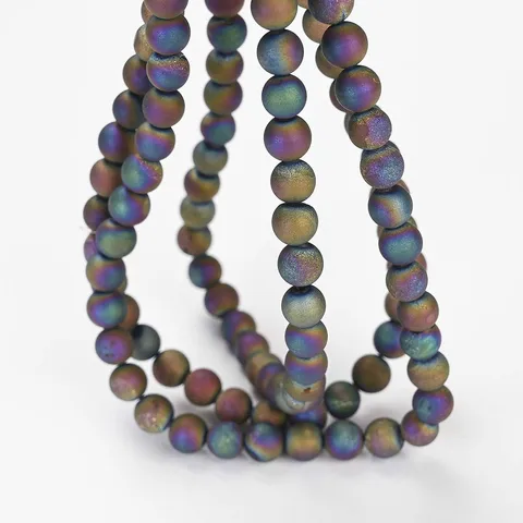 Clusters Crude Metallic Coated Agates Beads Round Loose Beads for Jewelry Making Bulk DIY Bracelet Charm 4/6/8/10/12 MM