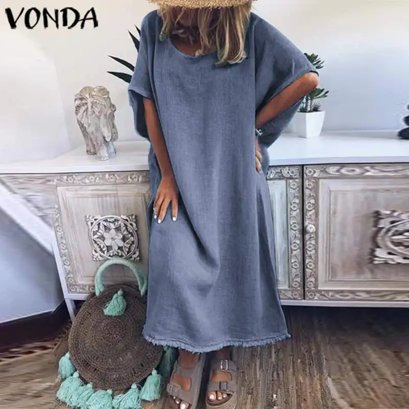 VONDA женское Макси длинное платье короткий рукав сексуальный Повседневное платье для будущих мам Свободная Женская одежда для вечеринки пляжная беременность Vestidos