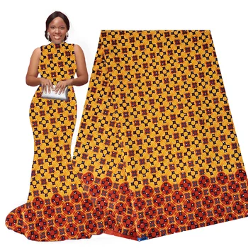 

Newest Ankara African Polyester Wax Prints Fabric with Stones Real Wax High Quality 6 yards African Fabric for Women Dress
