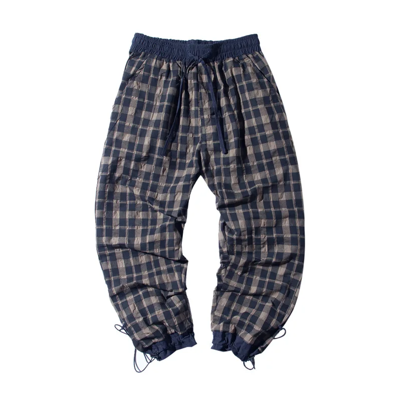

Yi dao Vintage Autumn New Style Europe And America Hip Hop Popular Brand Men And Women Plaid Beam Leg Casual Pants Youth Loose H