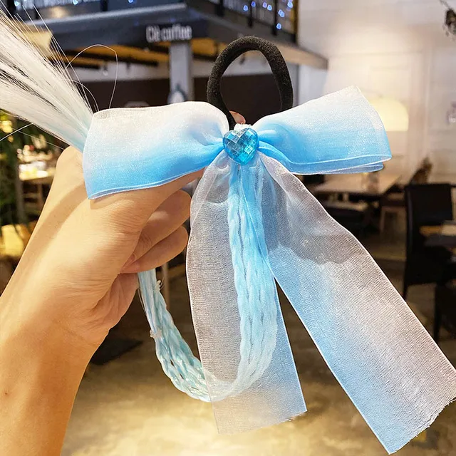 2021 New Girls Cute Cartoon Bow Butterfly Colorful Braid Headband Kids Ponytail Holder Rubber Bands Fashion Hair Accessories 11