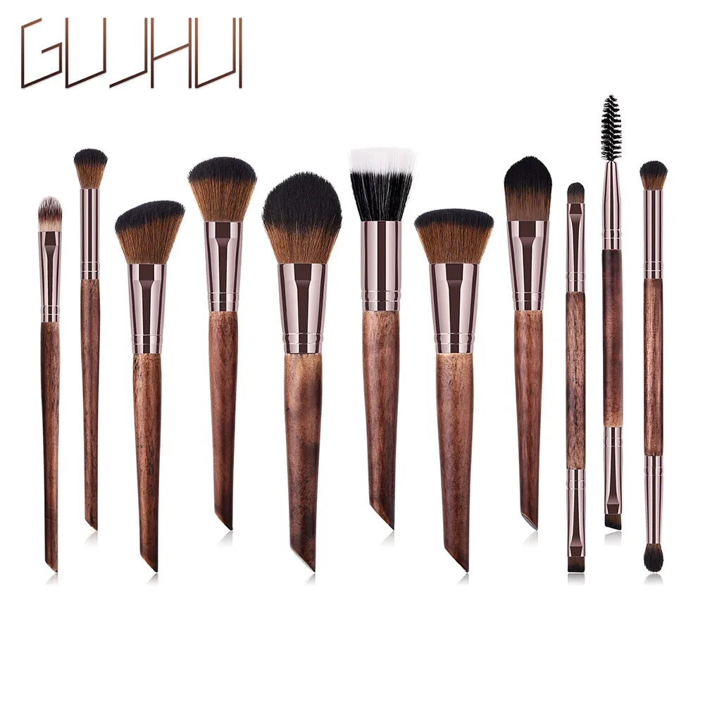 

11 Pcs/Set Portable Makeup Brushes Wooden Handle Travel Contour Foundation Powder Brush Tools CJ666