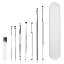 10sets 8pcs/set Ear Wax Pickers Stainless Steel Earpick Wax Remover Curette Ear Pick Cleaner Ear Cleaner Spoon Care Ear Clean