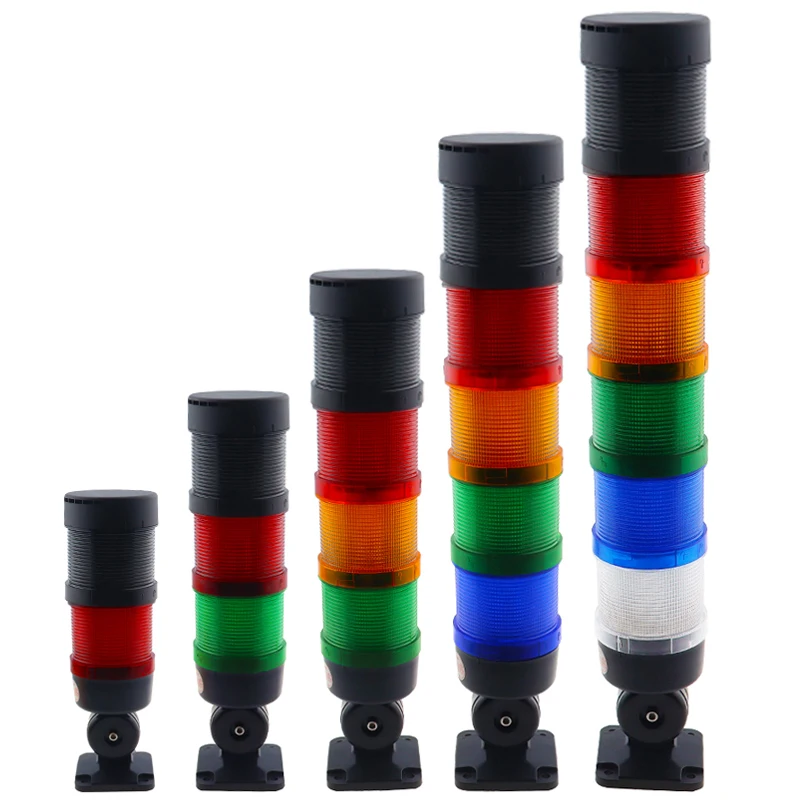 IP65 Stack Lamp Industrial Emergency Light Foldable Base LED Warning Light Tower DC12V/24V AC110V/220V/380V with Buzzer dc 12v 24v 48v led 1101j red yellow green blue warning light lamp siren sound and rotating industrial warning with buzzer