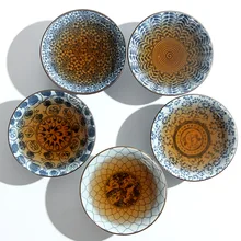 Голубая и белая Бамбуковая Шляпа чайная чашка, керамический кунг-фу чайный набор, в глазури наклейка Пуэр чайная чашка