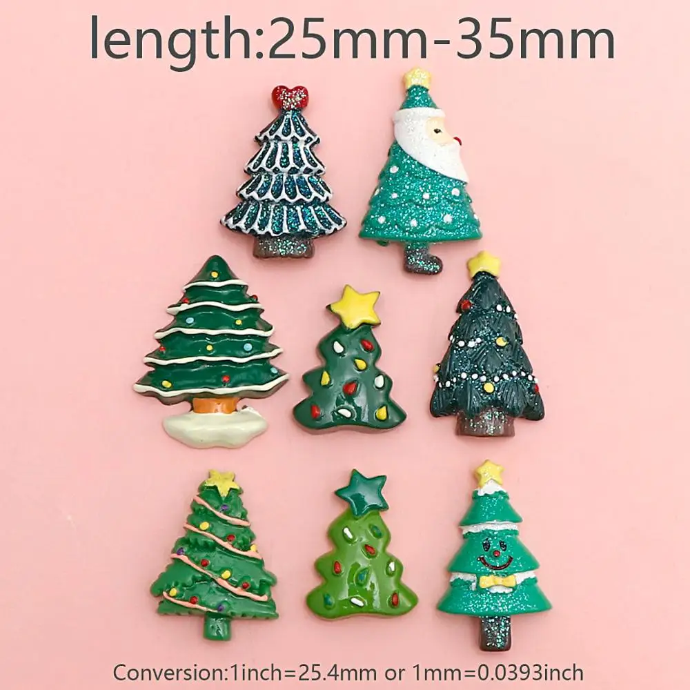 Смешанный стиль, 20 шт., полимерные кабошоны для рождественской елки, с плоской задней частью, из смолы, сделай сам, изделия из смолы, Рождественский орнамент